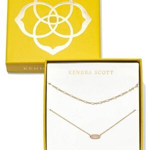 Kendra Scott Emma Chain Pendant Necklace 2-PC Set- Gold/Rose Quartz